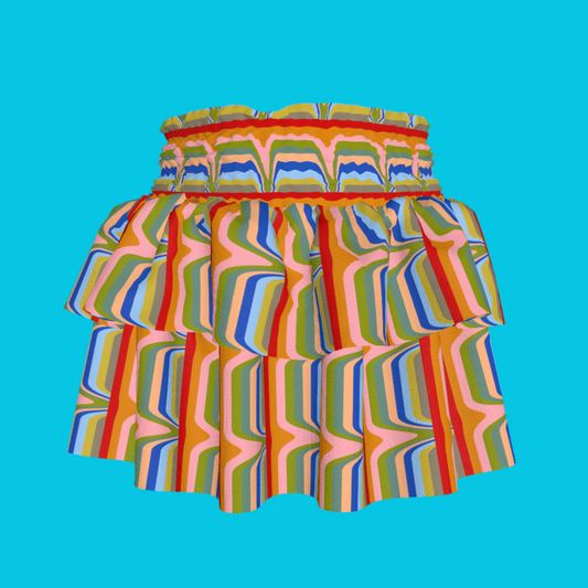 Kid's Smocked Skirt in Fun Retro in Light Cotton Slub