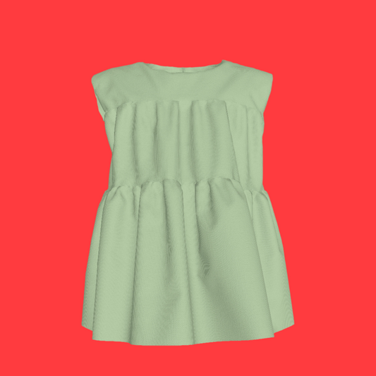 Sleeveless Ruffle Top in Solid Pastel Green