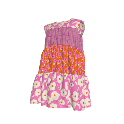 Pink Ruffle Dress with Lining