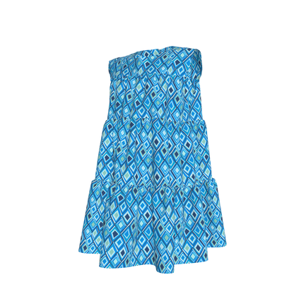 Kid's Ruffle Dress With Lining in Aqua Argyle