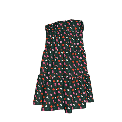 Kid's Ruffle Dress with Lining in Evergreen Painted Poppies