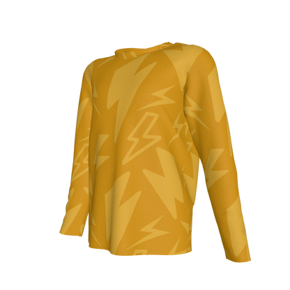 Kid's Long Sleeve T-Shirt in Yellow Super Thunder in Cotton Spandex Lightweight Jersey