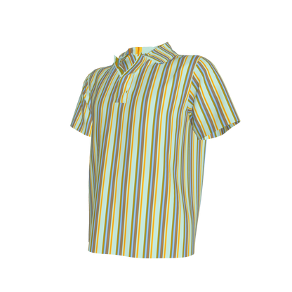 Kid's Polo in Stripes Light Blue & Orange in Organic Cotton Pique
