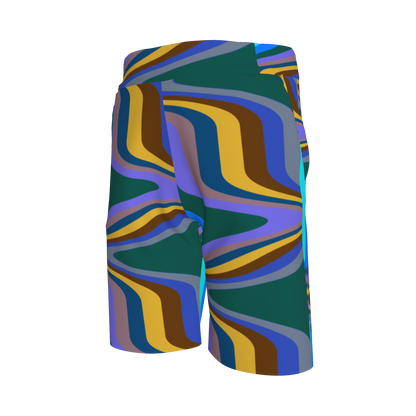 Kid's Knit Shorts in Fun Retro Blue in Organic Cotton Pique