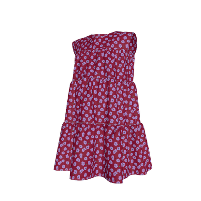Kid's Ruffle Dress in Micro Purple Poppies