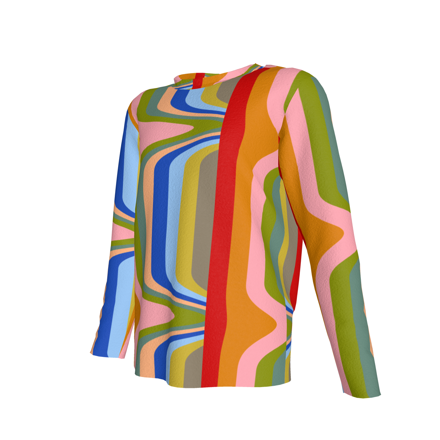 Kid's Long Sleeve T-Shirt in Fun Retro in Cotton Spandex Lightweight Jersey