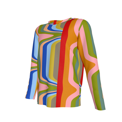 Kid's Long Sleeve T-Shirt in Fun Retro in Cotton Spandex Lightweight Jersey