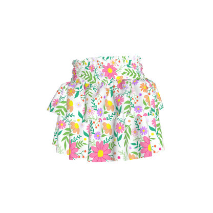 Bright Floral Ruffled Skirt