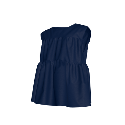 Sleeveless Ruffle Top in Solid Navy