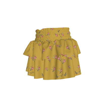 Kid's Smocked Skirt in Belle Bloom Yellow in Light Cotton Slub