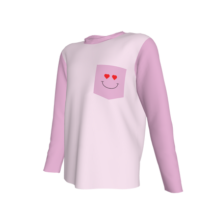 Heart Eyes Long Sleeve Pocket T-Shirt