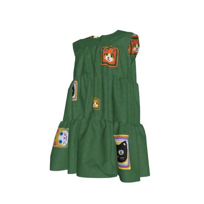 Cat Crochet Dress in Forest