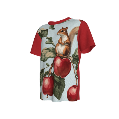 Apple Tree & Squirrel Tee in Red