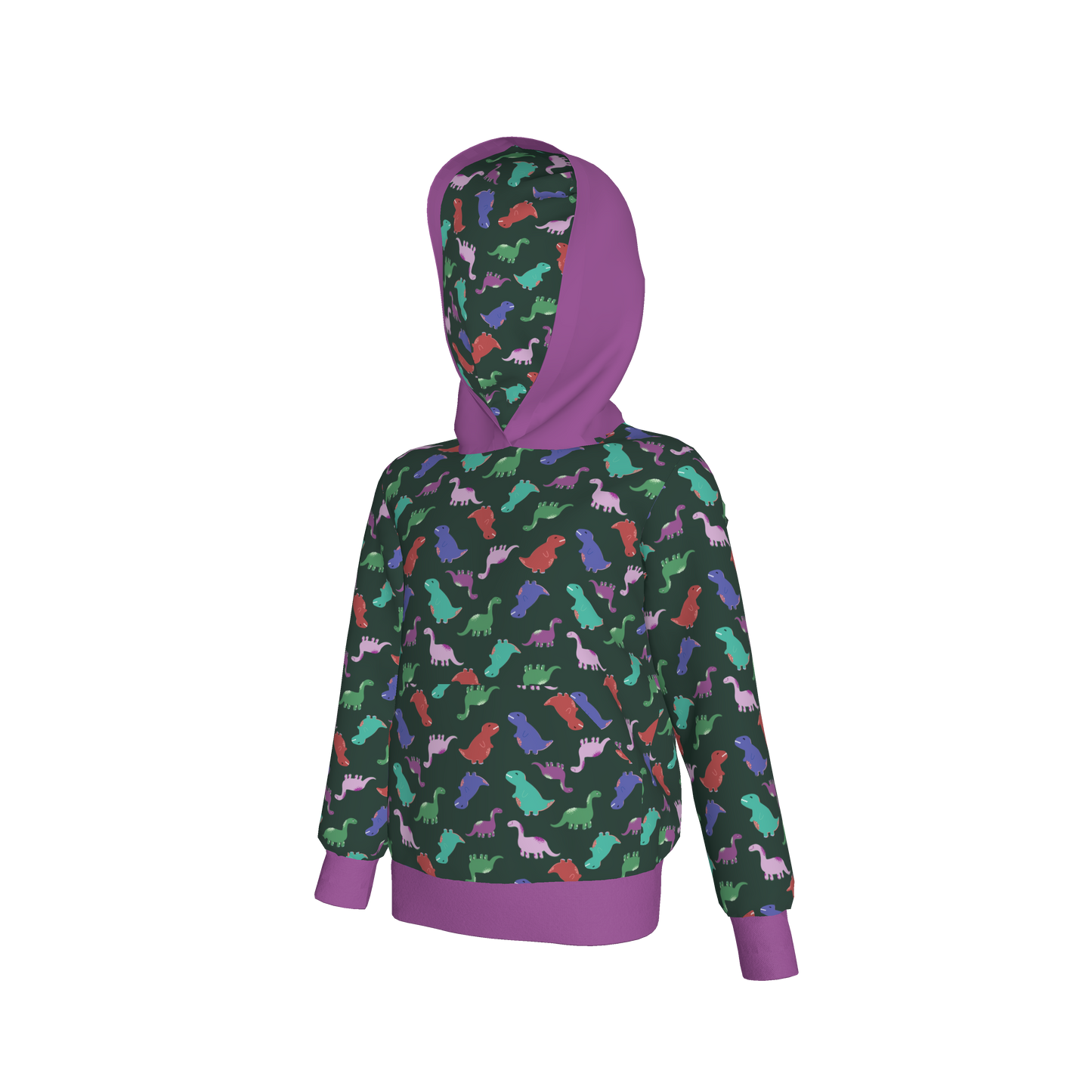 Purple Dino Party Pullover Hoodie