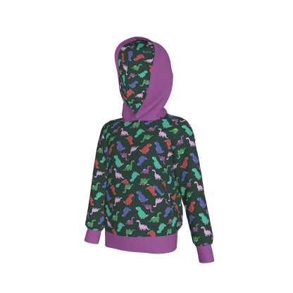 Purple Dino Party Pullover Hoodie