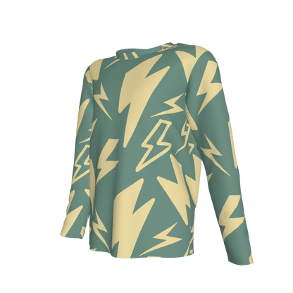 Kid's Long Sleeve T-Shirt in Acqua Super Thunder in Cotton Spandex Lightweight Jersey