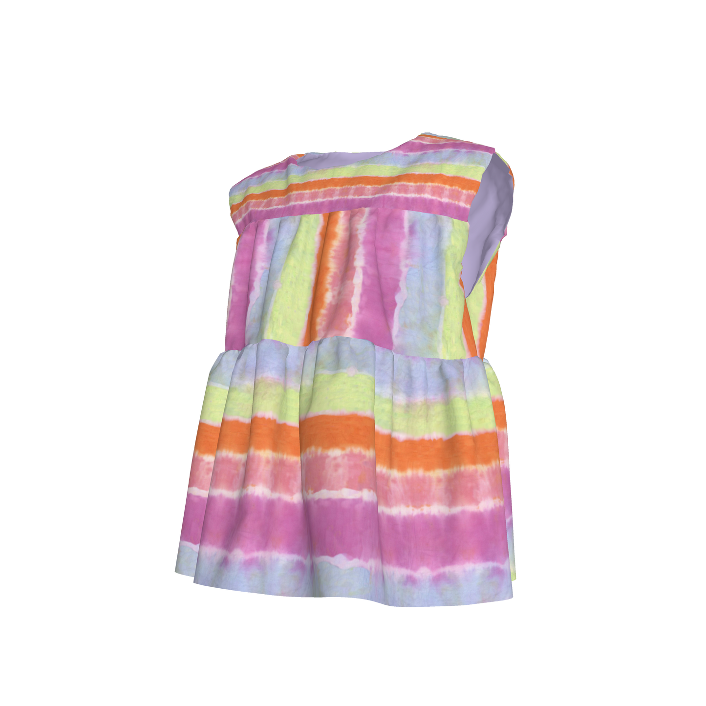 Rainbow Tie-Dye Sleeveless Ruffle Top