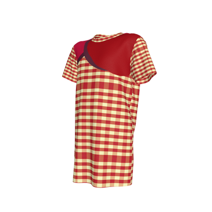 Yellow & Red Gingham T-shirt Dress