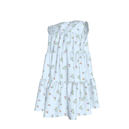 Kid's Ruffle Dress With Lining in Sky Blue