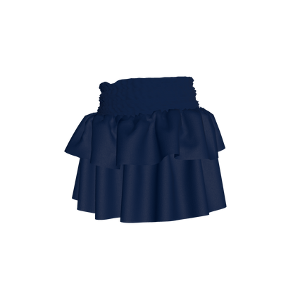 Smocked Ruffle Skirt in Solid Navy