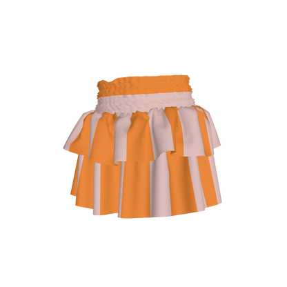 Pink & Orange Stripes Ruffle Skirt