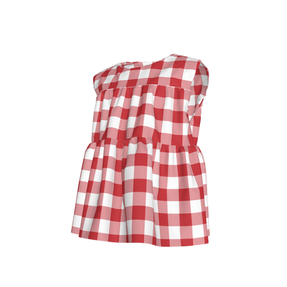 Sleeveless Ruffle Top in Red Gingham