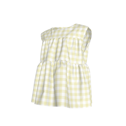Sleeveless Ruffle Top in Pastel Yellow Gingham