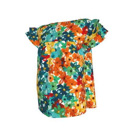 Kid's Ruffled Sleeve Top in Fleur de Esti