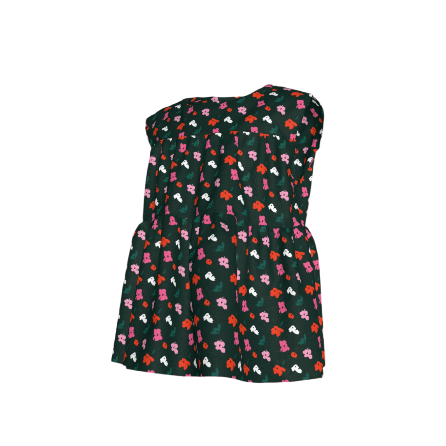 Kid's Sleeveless Ruffle Top in Evergreen Painted Poppies