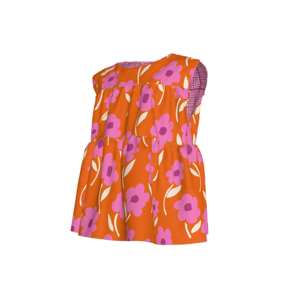 Orange Sleeveless Ruffle Top