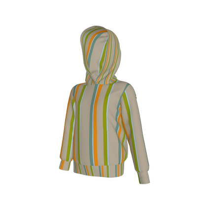 Kid's Pullover Hoodie in Stripes Earthtones in Fleece Back Stretch Organic Terry