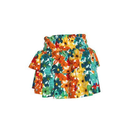 Kid's Smocked Ruffle Skirt in Fleur de Esti