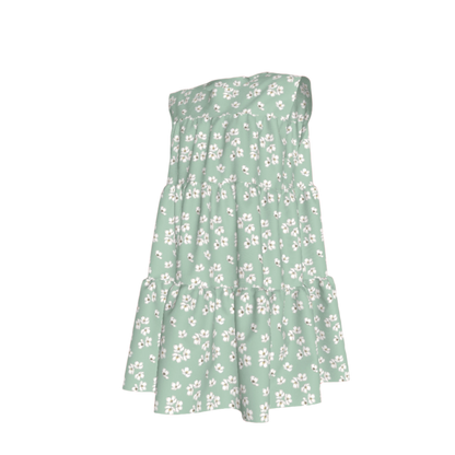 Kid's Ruffle Dress With Lining in Sage Primrose