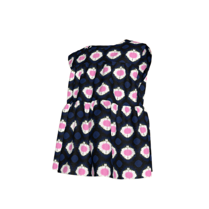 Kid's Sleeveless Ruffle Top in Ink Tie Dye