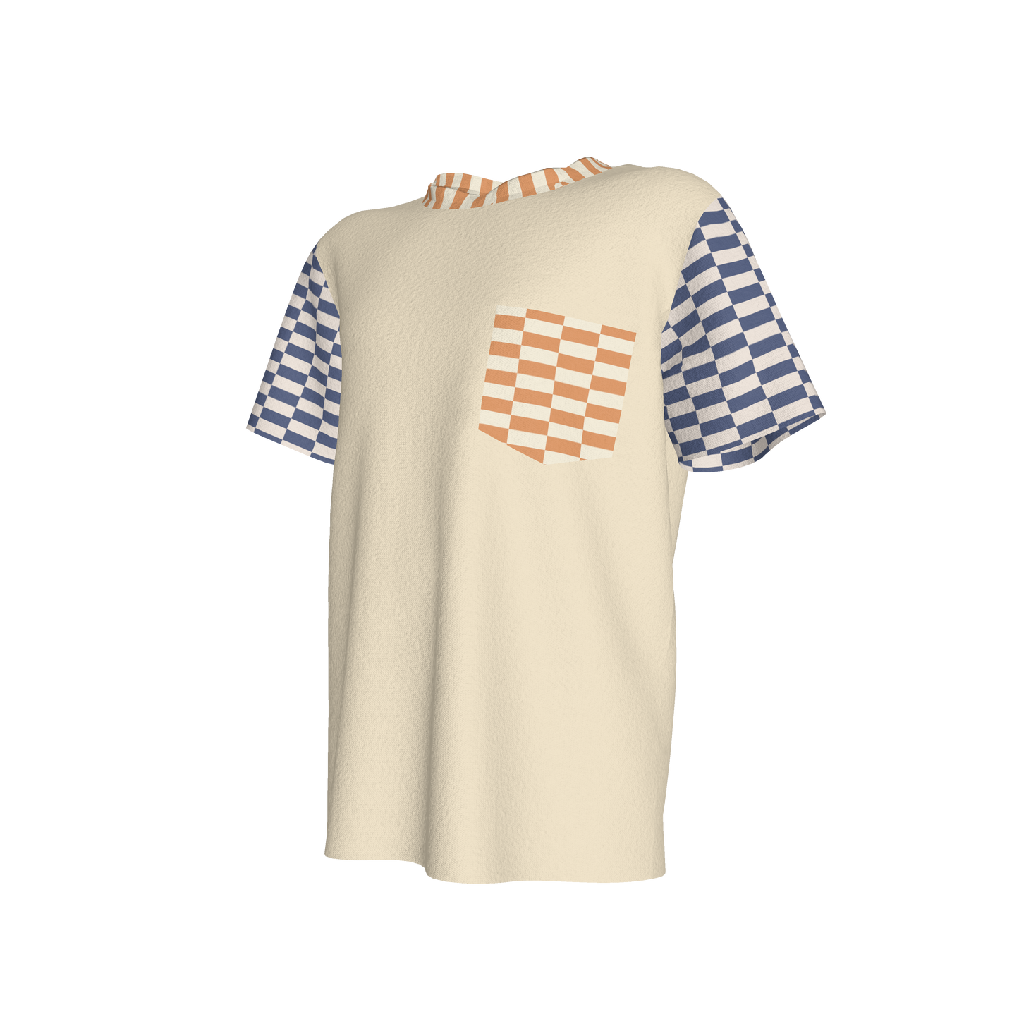 Blue & Yellow Gingham Mix Pocket T-shirt
