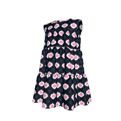 Kid's Ruffle Dress in Ink Tie Dye