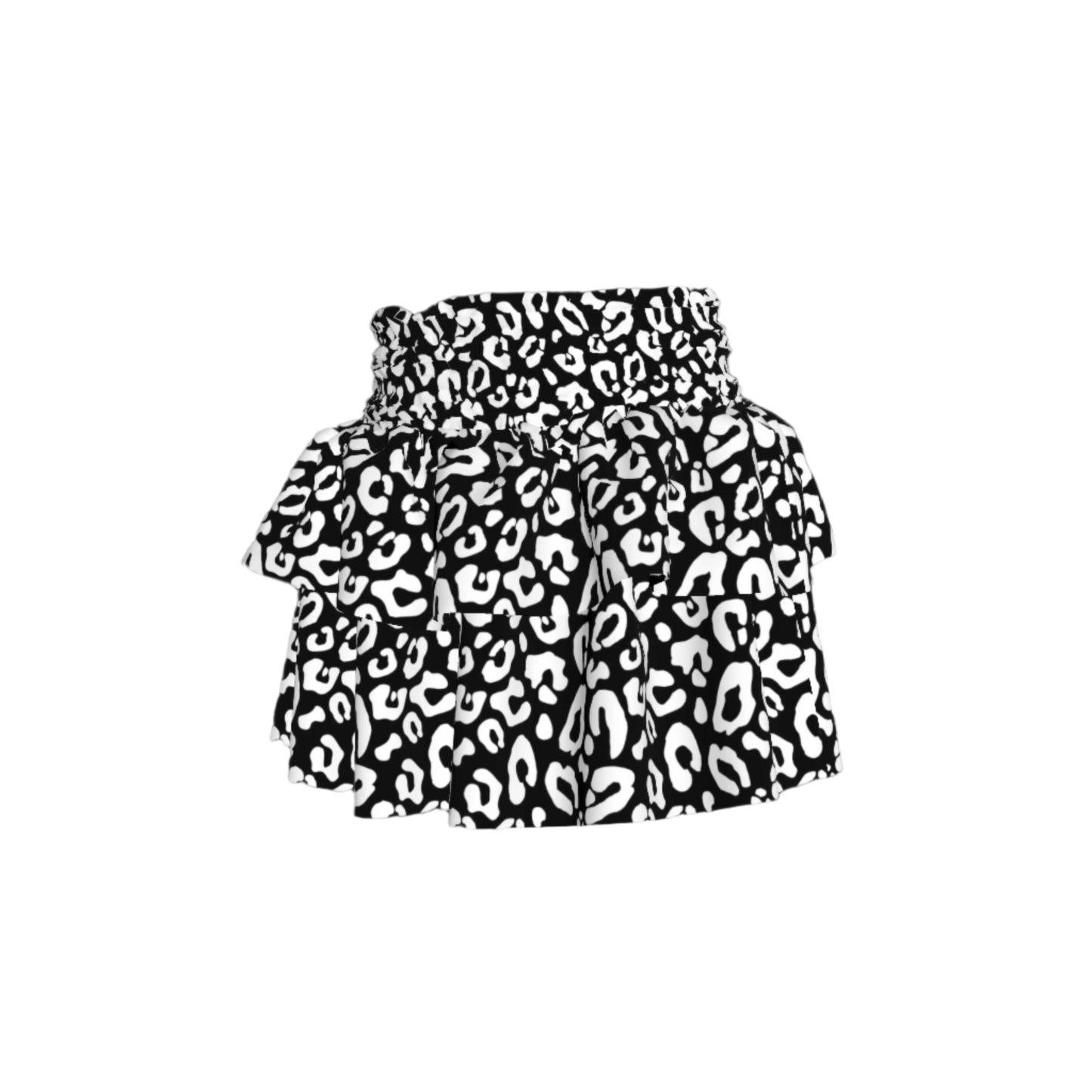 Kid's Smocked Ruffle Skirt in Black Kitty Cat Dreamer