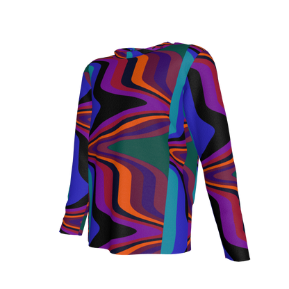 Kid's Long Sleeve T-Shirt in Fun Retro Purple in Cotton Spandex Lightweight Jersey