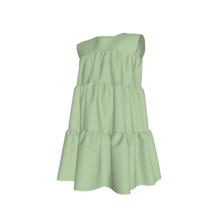 Ruffle Dress without Lining in Solid Pastel Green