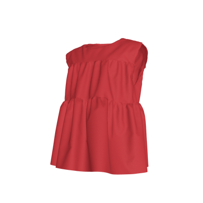 Sleeveless Ruffle Top in Solid Red