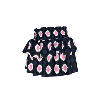 Kid's Smocked Ruffle Skirt in Ink Tie Dye