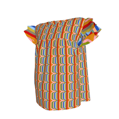 Kid's Ruffled Sleeve Top in Fun in Light Retro Cotton Slub