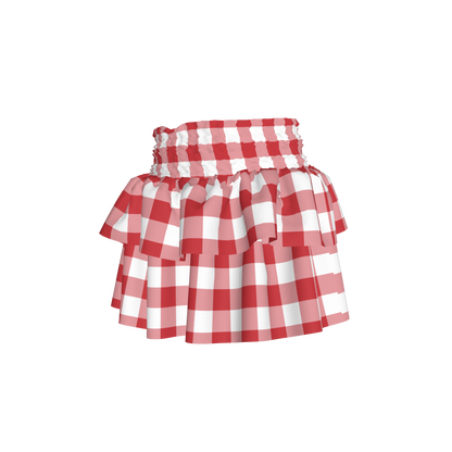 Smocked Ruffle Skirt in Red Gingham