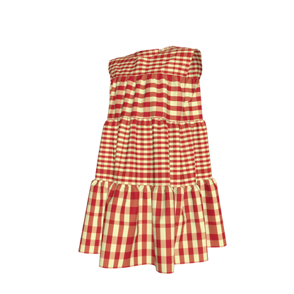 Red & Yellow Gingham Ruffled Dress