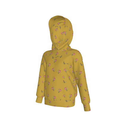 Kid's Pullover Hoodie in Belle Bloom Yellow in Fleece Back Stretch Organic Terry