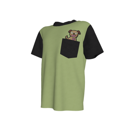 Cute Puppy Pocket Pal Tee in Moss