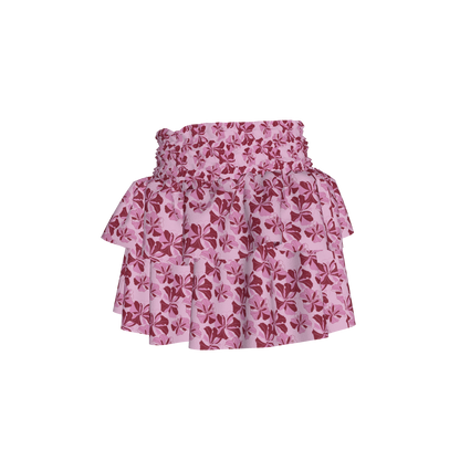 Kid's Smocked Skirt in Tropical Cayena Pink in Light Cotton Slub
