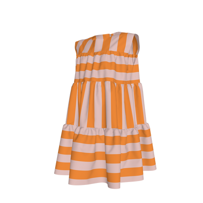 Pink & Orange Ruffle Dress with Lining