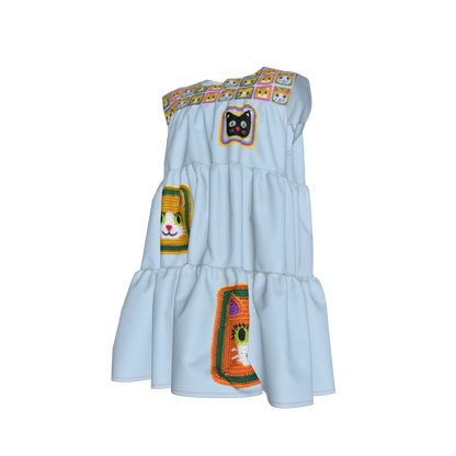 Meowsville Dress in Ice Blue