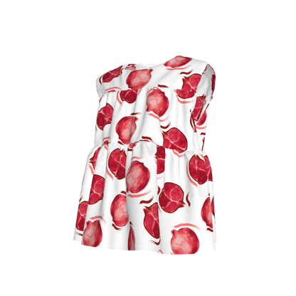 Kid's Sleeveless Ruffle Top in Spring Pomegranates